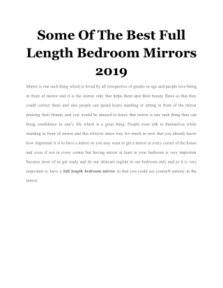Some Of The Best Full Length Bedroom Mirrors 2019