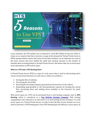 5 Reasons to Use VPS