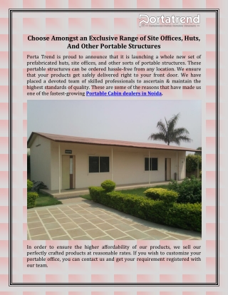Porta cabin dealers in Noida