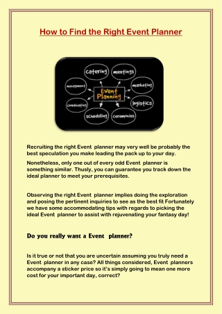 How to Find the Right Event  Planner