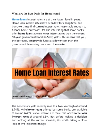 What are the Best Deals for Home loans