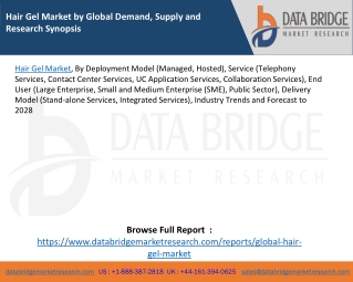 Hair Gel Market by Global Demand, Supply and Research Synopsis