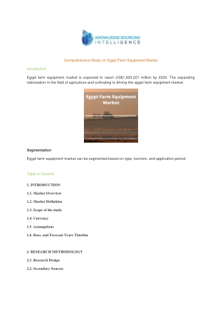 Comprehensive Study on Egypt Farm Equipment Market