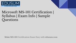 Microsoft MS-101 Certification | Syllabus | Exam Info | Sample Questions