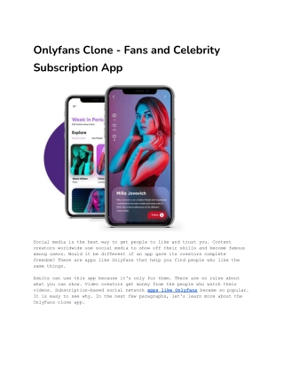 Onlyfans Clone - Fans and Celebrity Subscription App