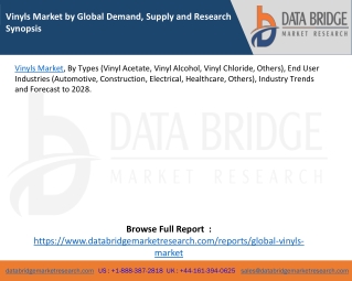 Vinyls Market by Global Demand, Supply and Research Synopsis