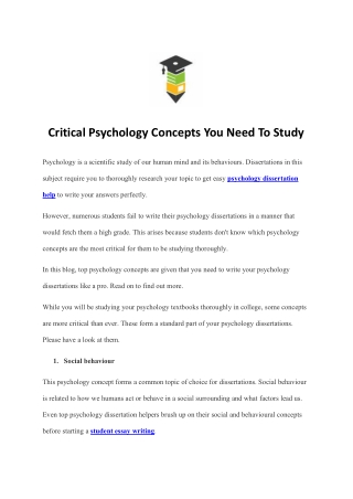 Critical Psychology Concepts You Need To Study