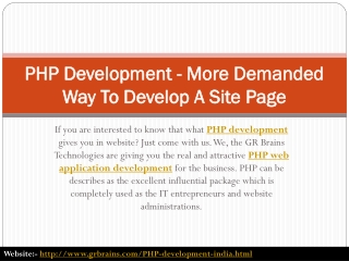 PHP Development - More Demanded Way To Develop A Site Page