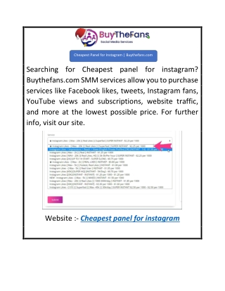 Cheapest Panel for Instagram  Buythefans.com