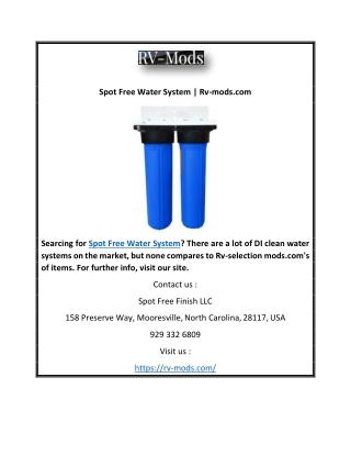 Spot Free Water System | Rv-mods.com