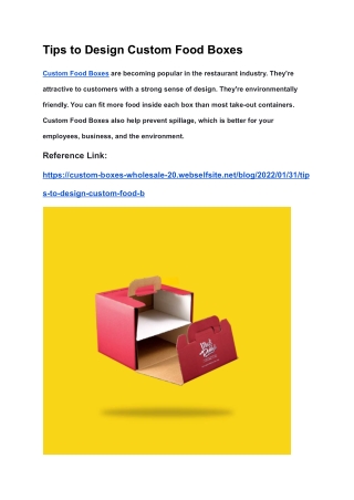 Tips to Design Custom Food Boxes