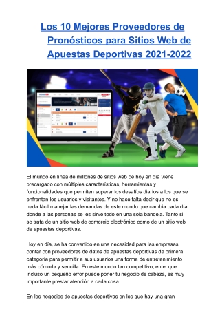 Los 10 Mejores Proveedores de Pronósticos para Sitios Web de Apuestas Deportivas