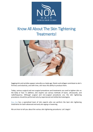 Know All About The Skin Tightening Treatments!