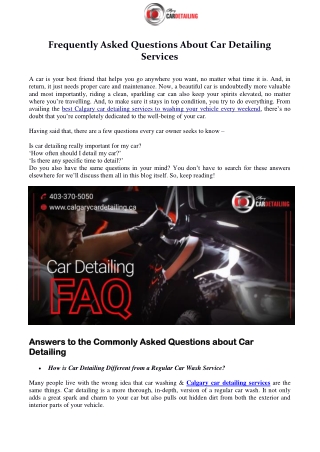 Frequently Asked Questions About Car Detailing Services