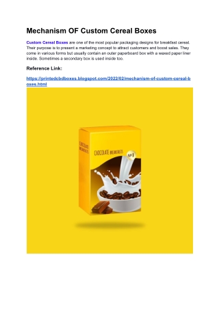 Mechanism OF Custom Cereal Boxes