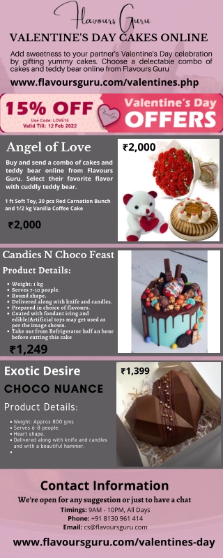 Valentine Cake Online | Order Valentine Day Cake in Delhi NCR | Flavours Guru