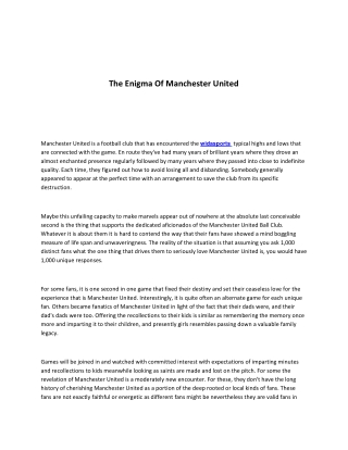 The Enigma Of Manchester United
