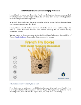 French Fry Boxes with Global Packaging Dominance