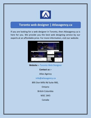 Toronto web designer  Atlasagency.ca