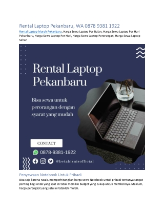 Rental Laptop Pekanbaru, WA 0878 9381 1922