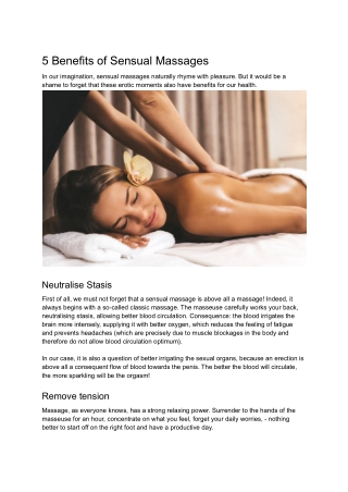 Benefits of Sensual Massage