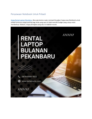 Rental Laptop Bulanan Pekanbaru, WA 0878 9381 1922