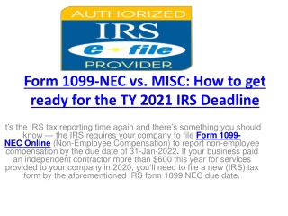 Form 1099-NEC vs. MISC: How to get ready for the TY 2021 IRS Deadline