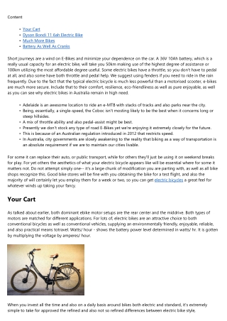 Validities Of Electric Bike Usage