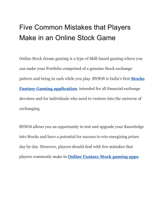 Share Market game app india | India