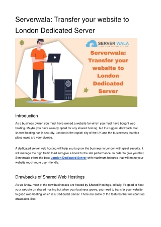 Serverwala_ Transfer your website to London Dedicated Server