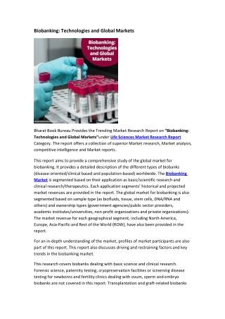 Biobanking Technologies and Global Markets