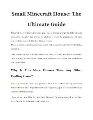 Small Minecraft House_ The Ultimate Guide