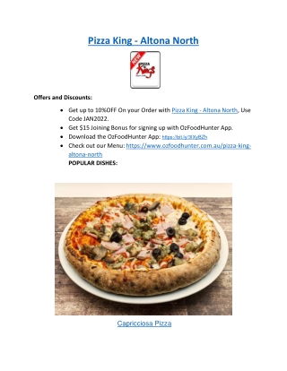 5% off - Pizza King Altona North Italian, Pizza Menu, VIC