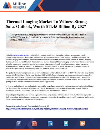 Thermal Imaging Market To Witness Strong Sales Outlook, Worth $11.45 Billion By 2027