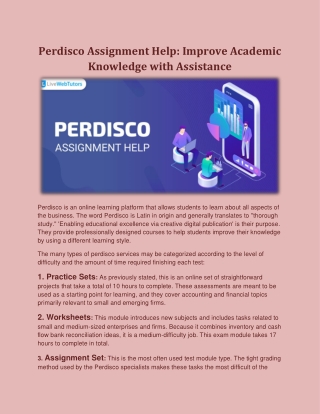 Perdisco Assignment Help: Improve Academic Knowledge