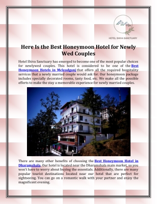 Best Honeymoon Hotel in Dharamshala