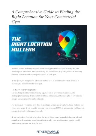 A Comprehensive Guide to Finding the Right Location for Your Commercial Gym