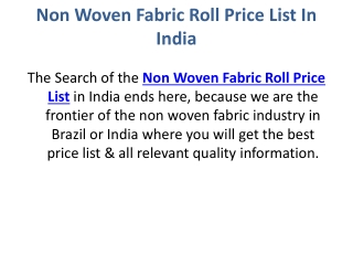 Non Woven Fabric Roll Price List In India