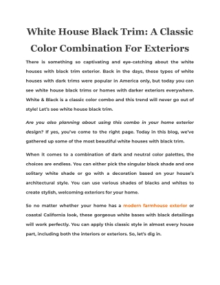 White House Black Trim_ A Classic Color Combination For Exteriors