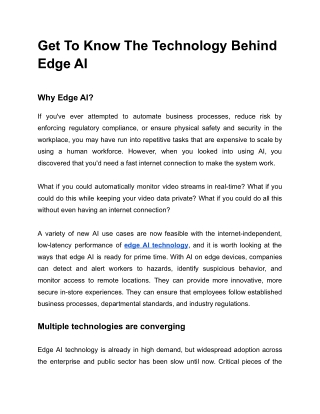 Get To Know The Technology Behind Edge AI
