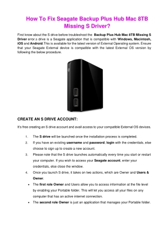 How To Fix Seagate Backup Plus Hub Mac 8TB Missing S Driver?