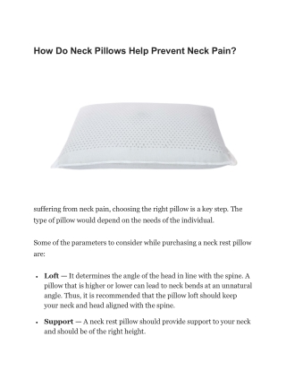How Do Neck Pillows Help Prevent Neck Pain
