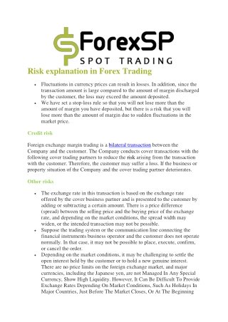 Risk explanation in Forex Trading.