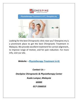 Physiotherapy Treatment in Kl | Onespine.my