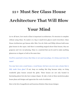 11  Must See Glass House Architecture That Will Blow Your Mind