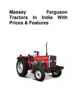 The cheapest Ferguson tractor Price in India
