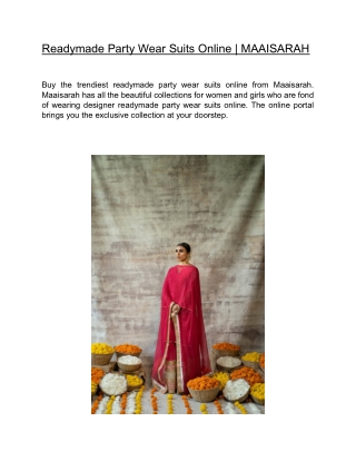 Readymade Party Wear Suits Online | MAAISARAH