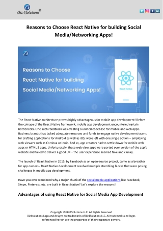 Reasons to Choose React Native for building Social Media/Networking Apps!