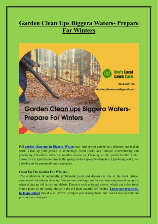 Garden Clean Ups Biggera Waters- Prepare For Winters