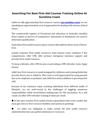 Searching For Best First Aid Courses Training Online At Sunshine Coast